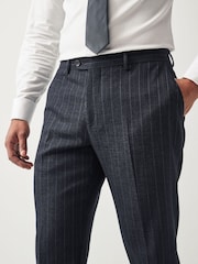 Navy Blue Tailored Fit Stripe Suit Trousers - Image 3 of 9