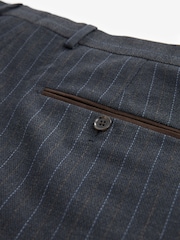Navy Blue Tailored Fit Stripe Suit Trousers - Image 8 of 9