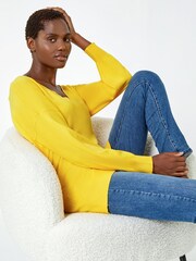 Roman Yellow V-Neck Long Sleeve Jumper - Image 4 of 5