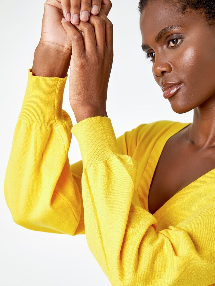 Roman Yellow V-Neck Long Sleeve Jumper - Image 5 of 5