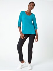 Roman Blue Jersey Bow Back Detail Top - Image 1 of 5