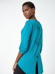 Roman Blue Jersey Bow Back Detail Top - Image 2 of 5