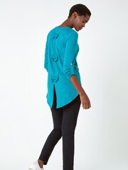 Roman Blue Jersey Bow Back Detail Top - Image 3 of 5