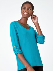 Roman Blue Jersey Bow Back Detail Top - Image 4 of 5