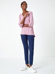 Roman Pink Light Jersey Bow Back Detail Top - Image 1 of 5