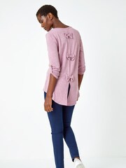 Roman Pink Light Jersey Bow Back Detail Top - Image 3 of 5