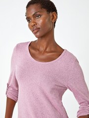 Roman Pink Light Jersey Bow Back Detail Top - Image 4 of 5