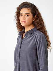Roman Grey Corduroy Tunic Shirt Dress - Image 4 of 5