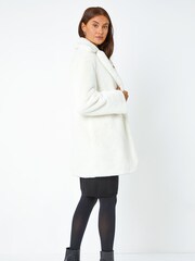 Roman White Faux Fur Longline Coat - Image 2 of 5