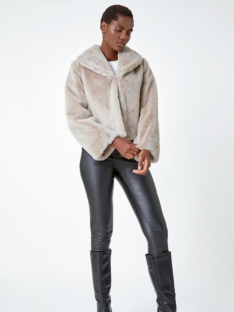 Roman Natural Faux Fur Shawl Collar Coat - Image 2 of 5
