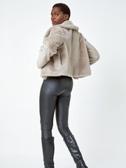 Roman Natural Faux Fur Shawl Collar Coat - Image 3 of 5