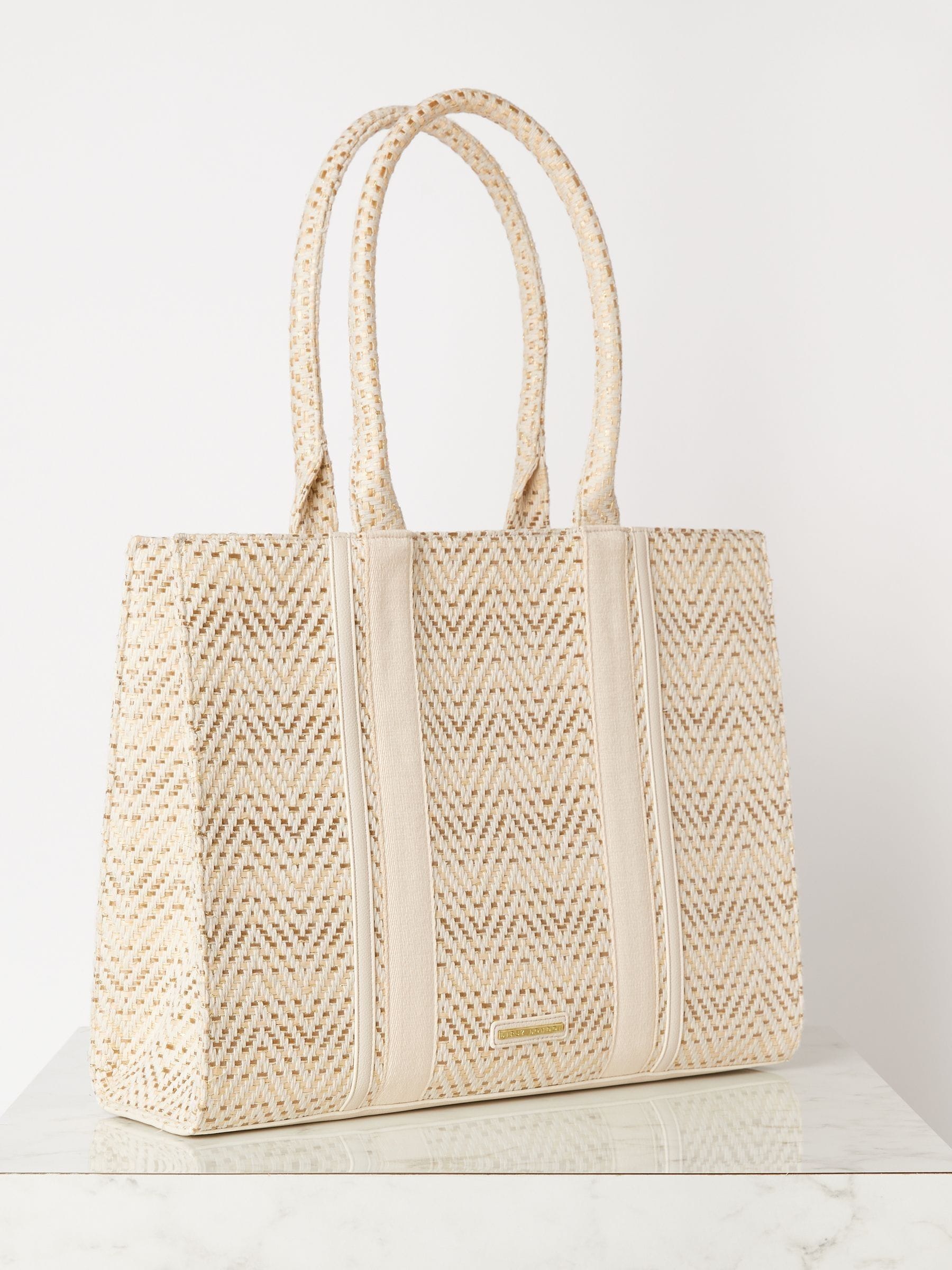 Buy Lipsy Cream Metallic Raffia Tote Bag from Next Luxembourg