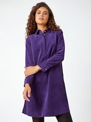Roman Purple Corduroy Tunic 100% Cotton Shirt Dress - Image 2 of 5