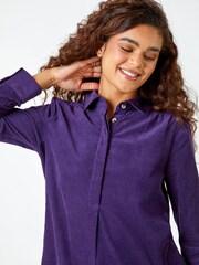 Roman Purple Corduroy Tunic 100% Cotton Shirt Dress - Image 4 of 5