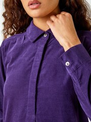 Roman Purple Corduroy Tunic 100% Cotton Shirt Dress - Image 5 of 5