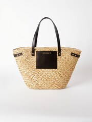 Lipsy Beige Real Straw Beach Tote Bag - Image 1 of 1