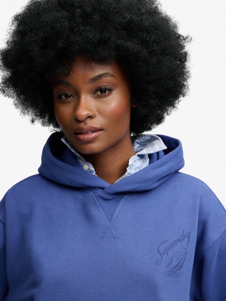 SUPERDRY Blue Heritage Hamptons Hoodie - Image 5 of 5 SUPERDRY Blue Heritage Hamptons Hoodie - Image 5 of 5