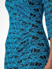 Roman Blue Shimmer Stretch Lace Gathered Dress - Image 5 of 5