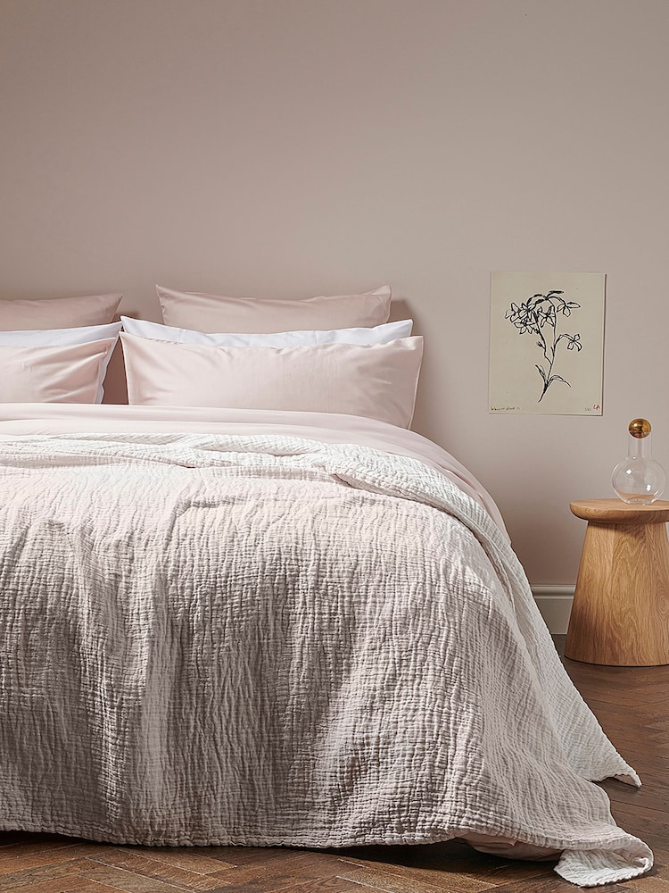 Bedfolk Pink Linen Cotton Throw - Image 1 of 5