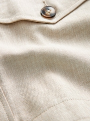 Neutral Rochelle Linen Cropped Shacket - Image 5 of 6