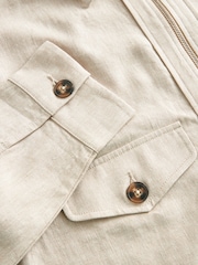 Neutral Rochelle Linen Cropped Shacket - Image 6 of 6