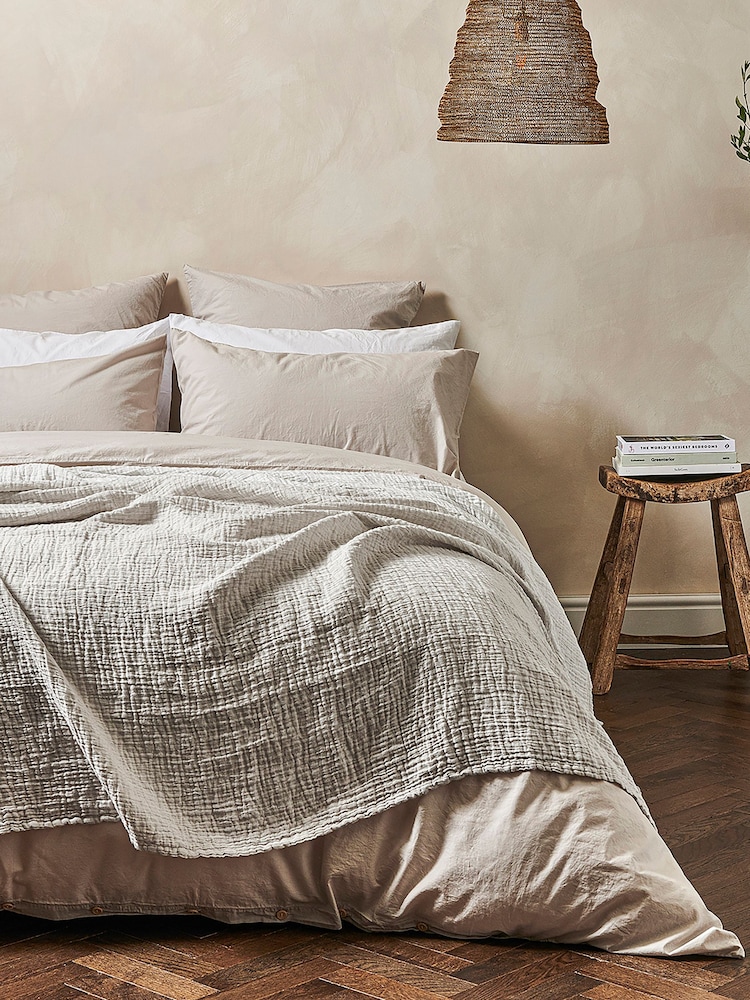 Bedfolk Natural Linen Cotton Throw - Image 2 of 5