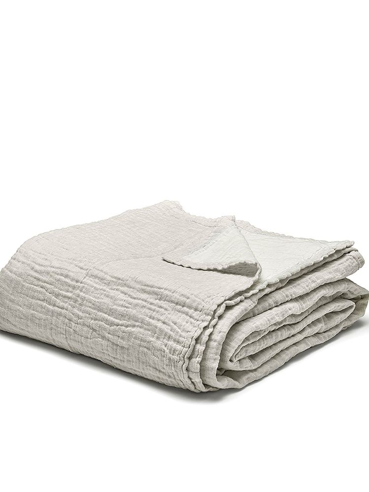 Bedfolk Natural Linen Cotton Throw - Image 6 of 6