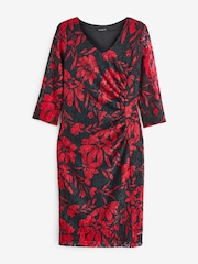 Roman Red Floral Stretch Lace Shift Dress - Image 6 of 6