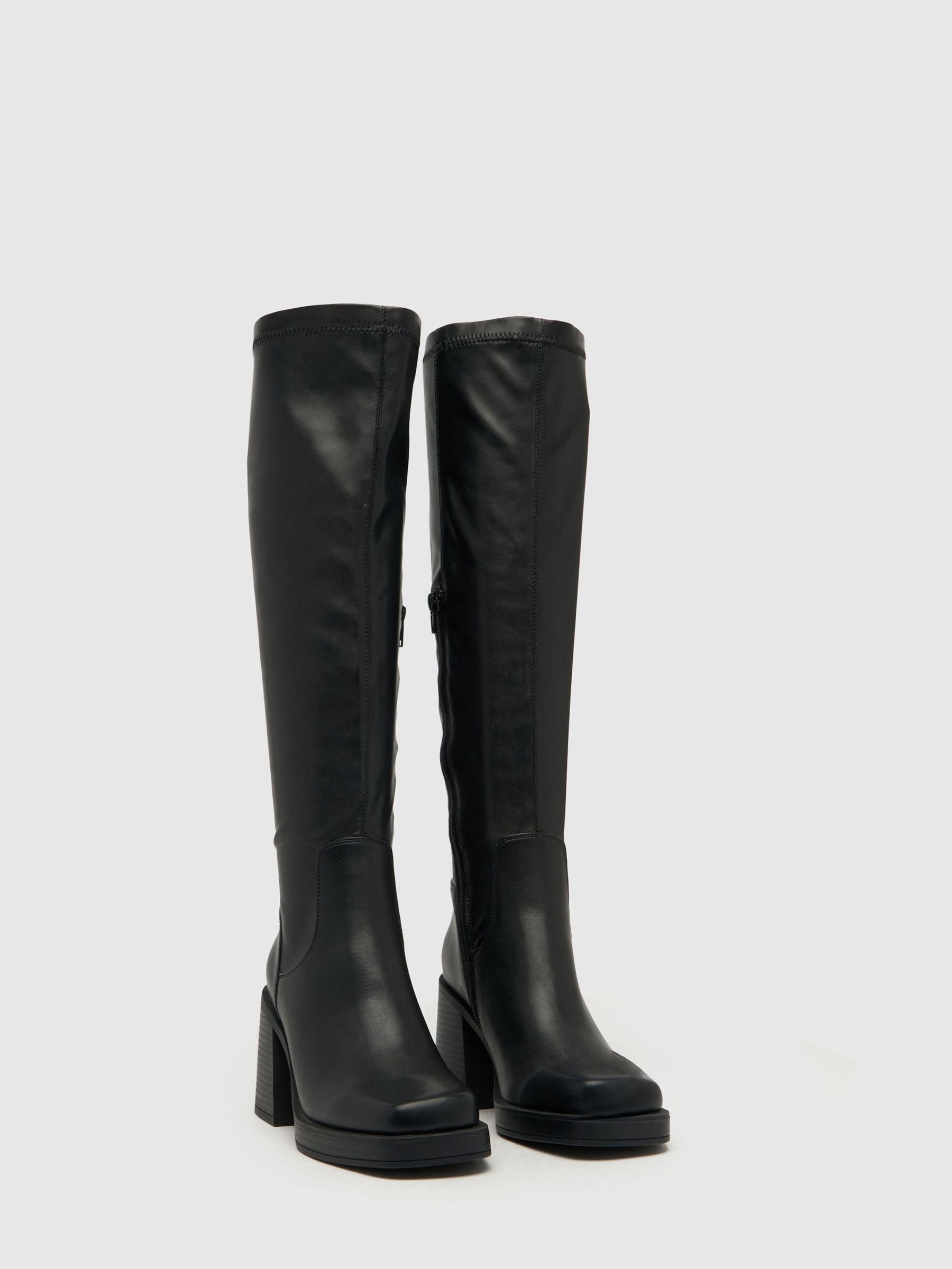 Buy Schuh Danielle Platform Knee Black Boots from the Next UK online shop