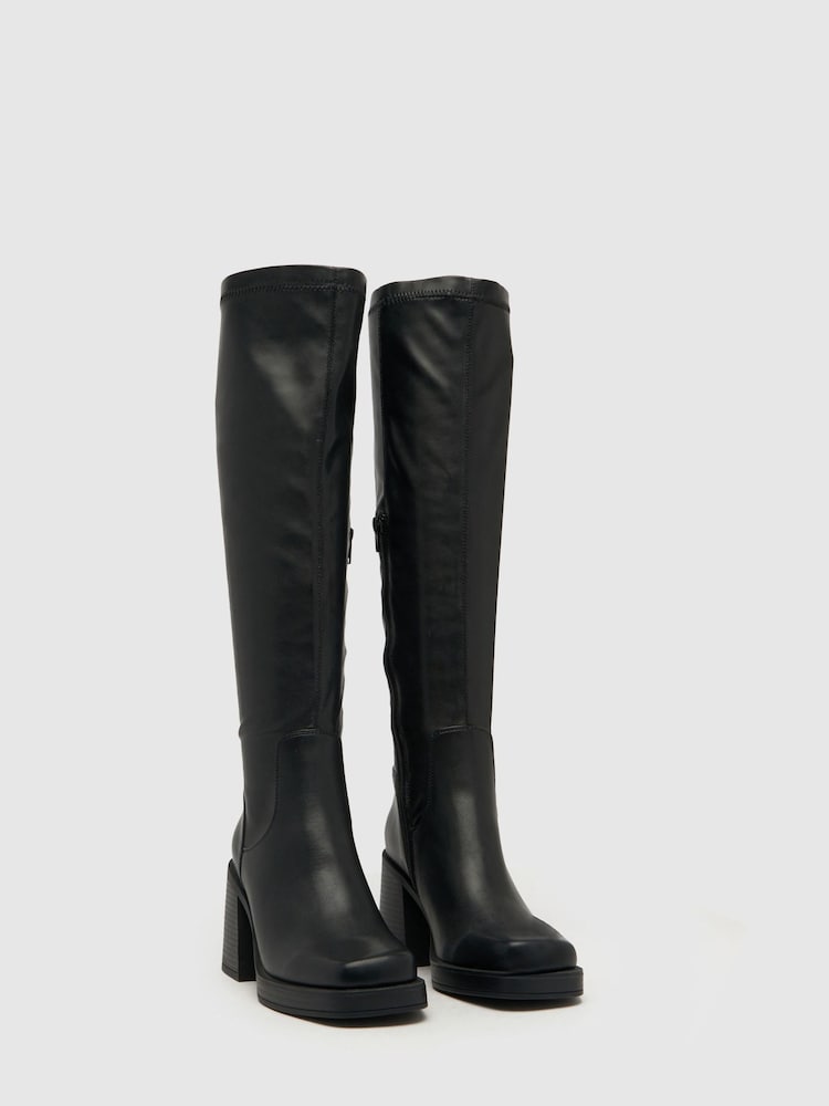 Schuh Danielle Platform Knee Black Boots - Image 2 of 4