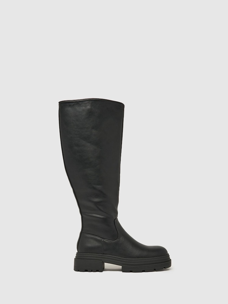 Schuh Dannie Chunky Pull On Black Boots - Image 1 of 4