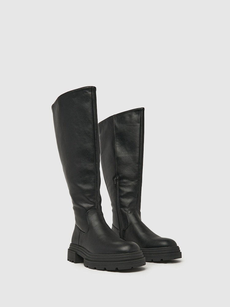 Schuh Dannie Chunky Pull On Black Boots - Image 2 of 4