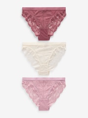 Mauve Purple/Rose Pink/Cream - Zestaw 3 par koronkowych majtek - Image 7 of 11