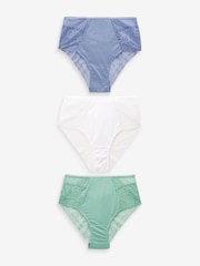 Blue/Green/White Lace High Waist High Leg Knickers 3 Pack - Image 2 of 10