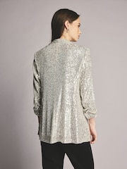 Silver Sequin Ruched Sleeve Blazer - Image 3 of 6
