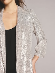 Silver Sequin Ruched Sleeve Blazer - Image 4 of 6