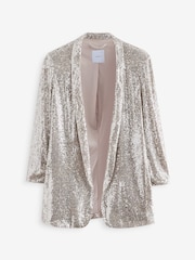 Silver Sequin Ruched Sleeve Blazer - Image 5 of 6