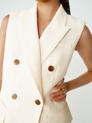 Ecru Longline Sleeveless Double Breasted Blazer - Image 4 of 6