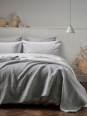 Bedfolk Blue Linen Cotton Throw - Image 2 of 5