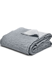 Bedfolk Blue Linen Cotton Throw - Image 5 of 5