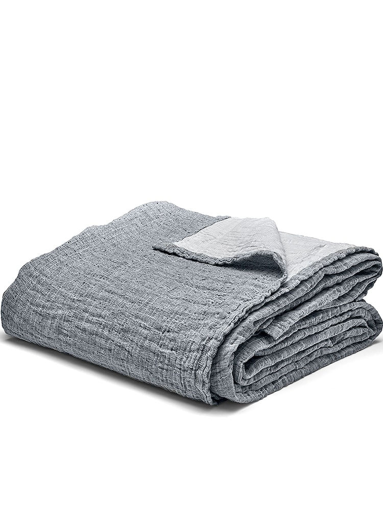 Bedfolk Blue Linen Cotton Throw - Image 5 of 5