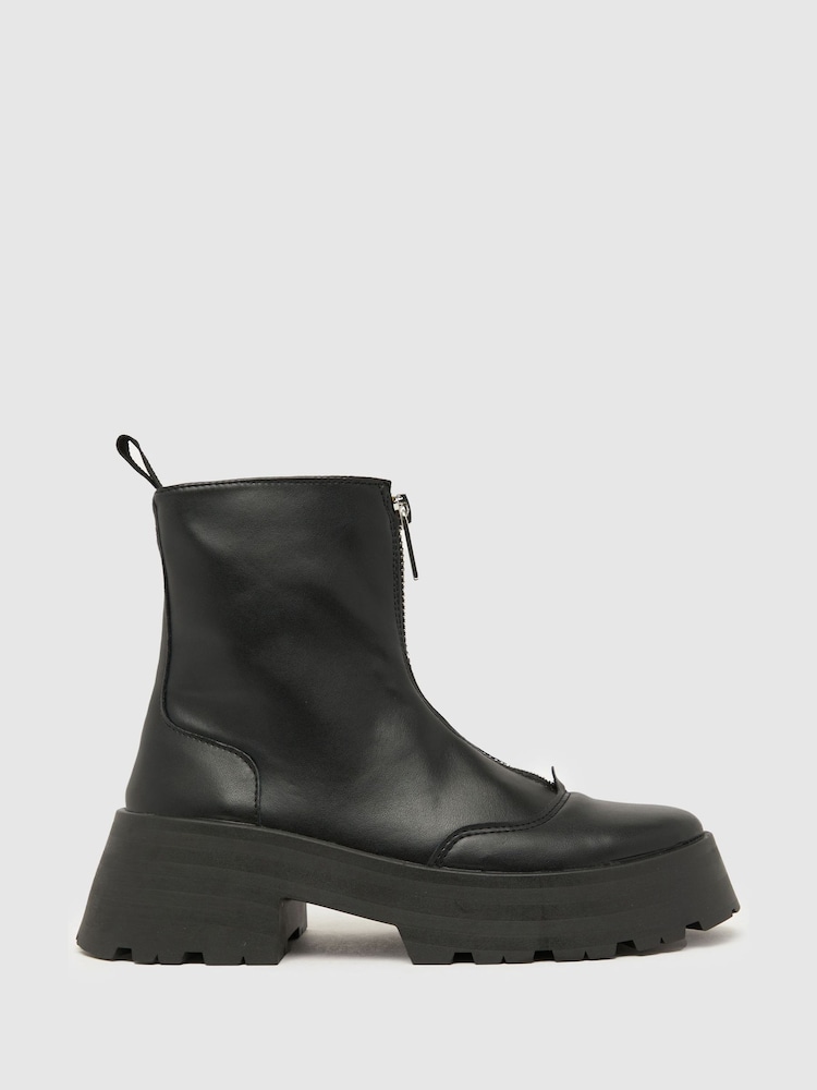 Schuh Arnold Chunky Zip Front Boots - Image 1 of 4
