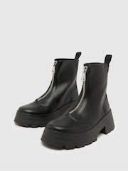 Schuh Arnold Chunky Zip Front Boots - Image 3 of 4
