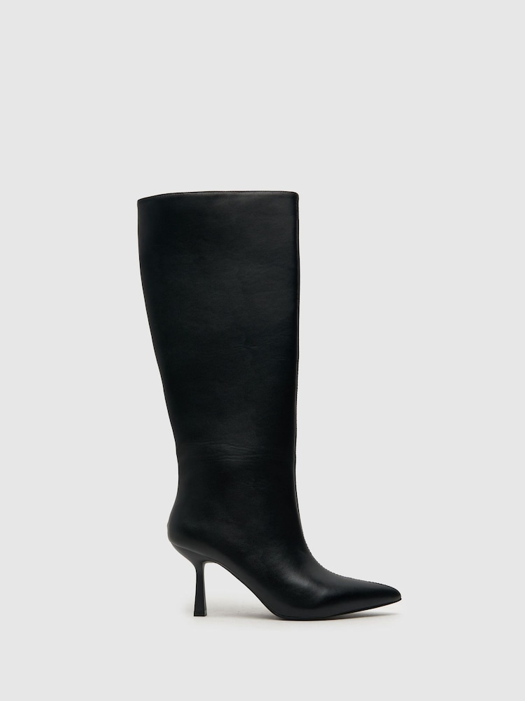 Schuh Dame Pointed Knee Black Boots - Image 1 of 4