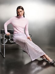Lilac Purple Sequin Midi Skirt - Image 1 of 6