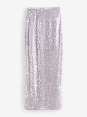 Lilac Purple Sequin Midi Skirt - Image 5 of 6