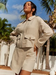 Neutral Rochelle Linen Blend Skort - Image 1 of 5