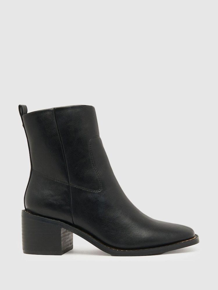Schuh Bowie Block Heel Rand Black Boots - Image 1 of 4