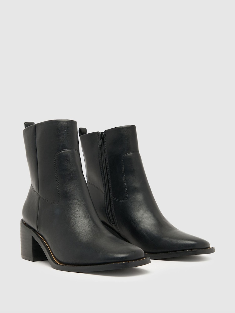 Schuh Bowie Block Heel Rand Black Boots - Image 2 of 4