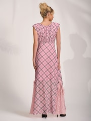 Jolie Moi Pink Lace Insert Mesh Maxi Dress - Image 2 of 6